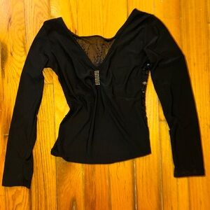Black Y2K embellished black top